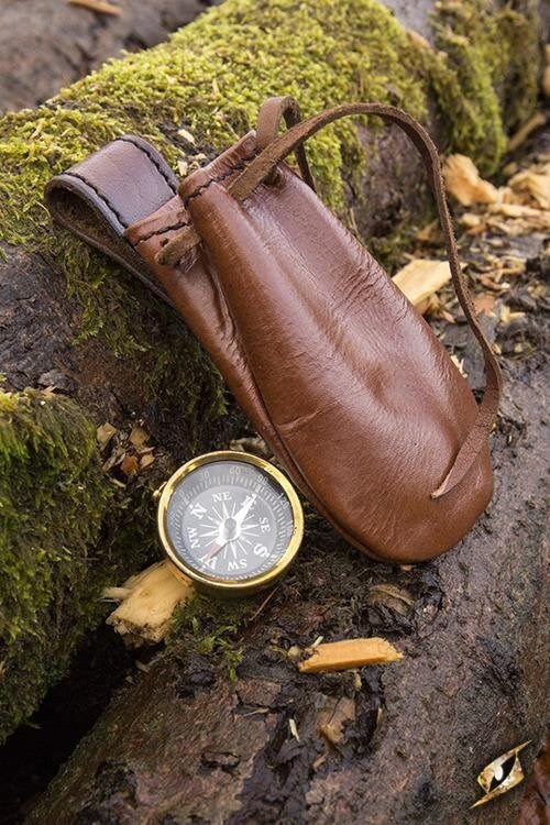 Compass with leather pouch
